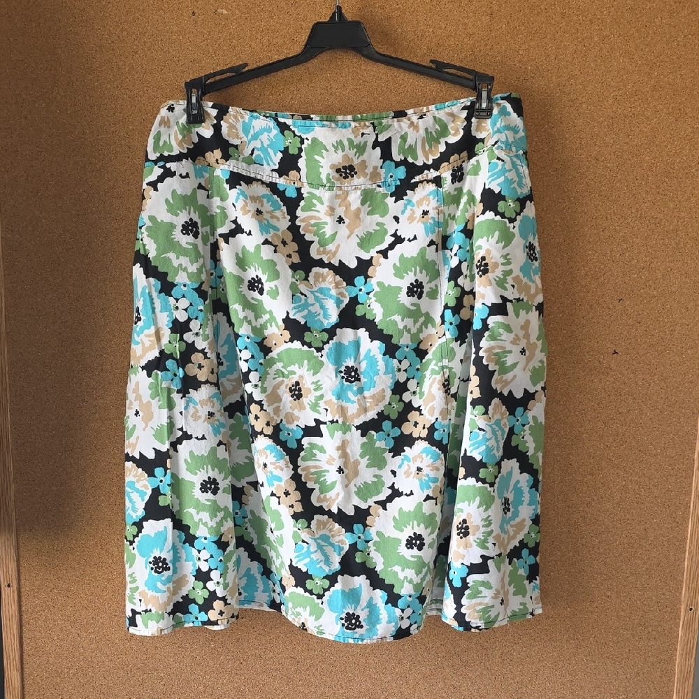 Merona 22W Floral A‑Line Midi Skirt Multicolor 100% Cotton Bold Florals Pockets
